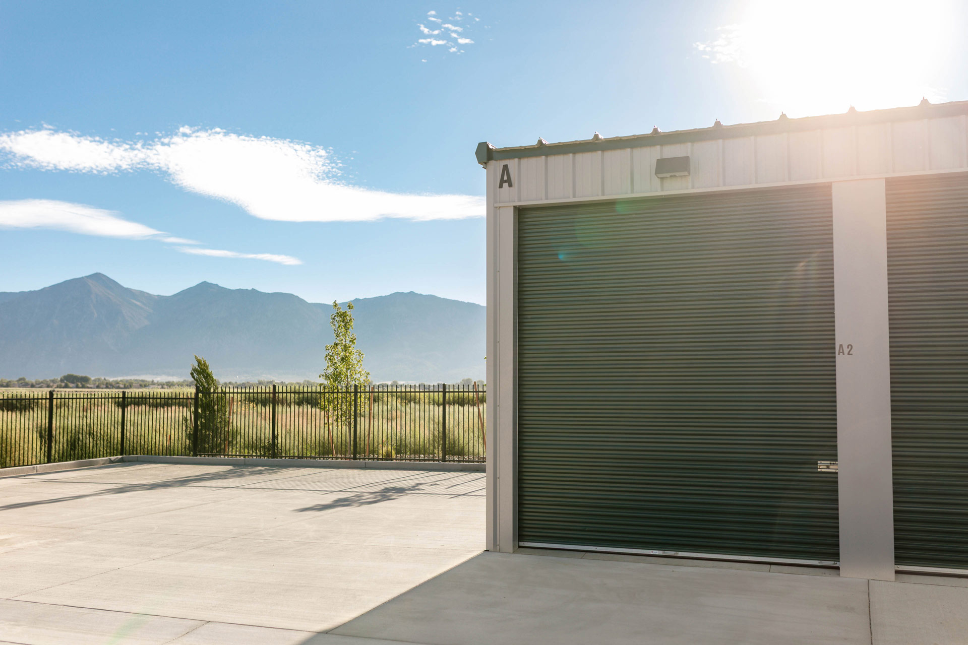 a storage unit with mountains in the background in Minden Nevada 5